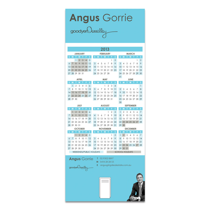 95mm x 230mm Single Clip Calendar Fridge Magnet